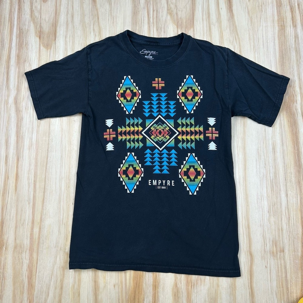 Empyre T Shirt Men S Black Graphic Logo Surf Skate Short Sleeve Aztec
